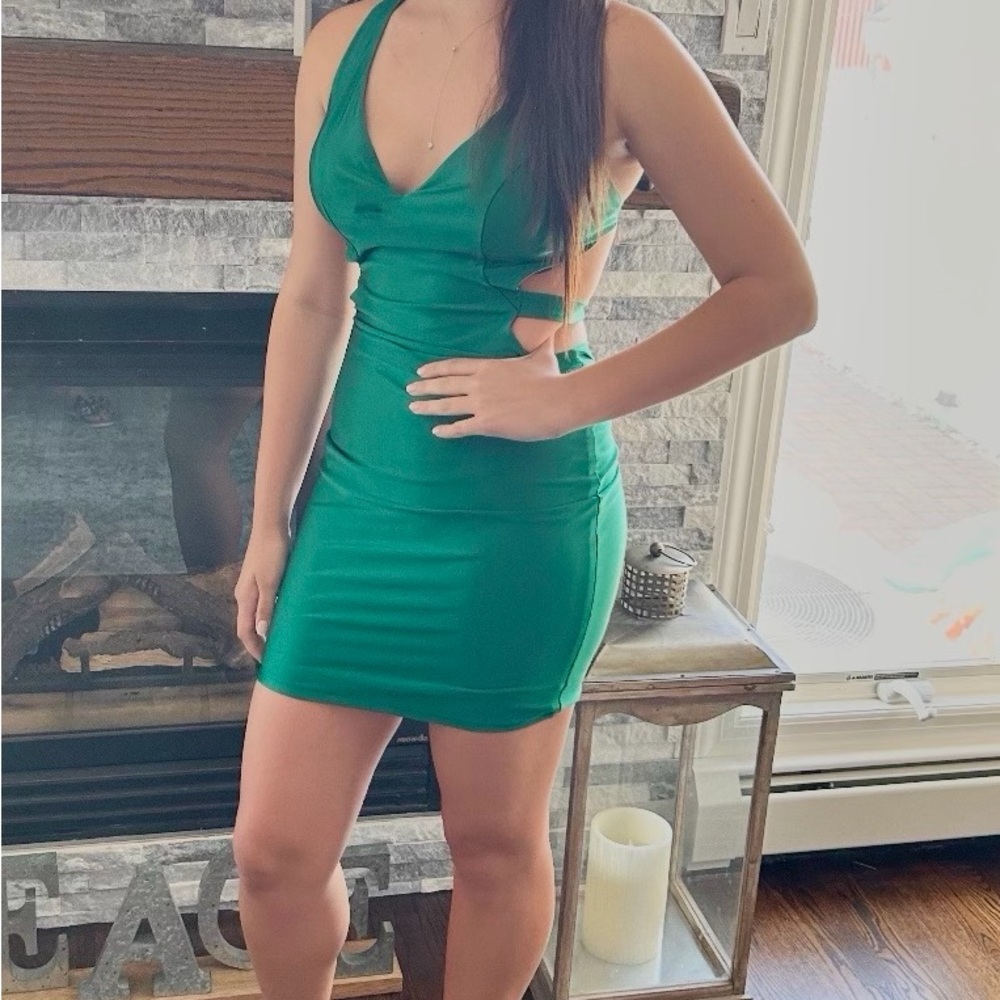 Jessica Ann Emerald Cut-Out Mini Dress